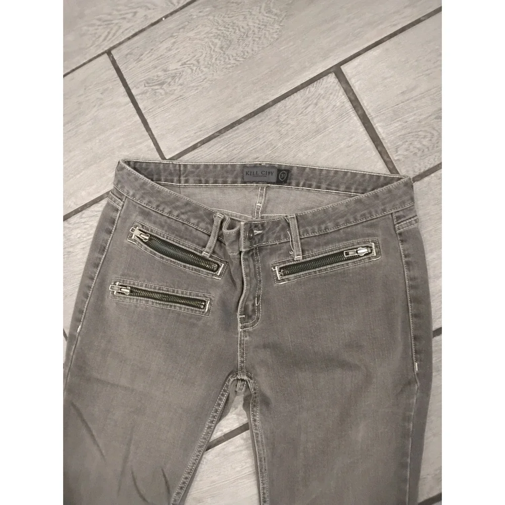 KILL CITY Grey Zipper Detail Skinny‎ Jeans Size 31